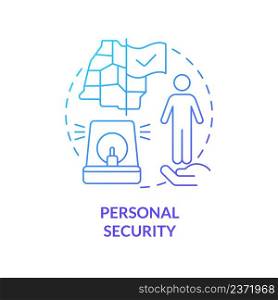 Personal security blue gradient concept icon. Law regulation system. Element of national safety abstract idea thin line illustration. Isolated outline drawing. Myriad Pro-Bold font used. Personal security blue gradient concept icon