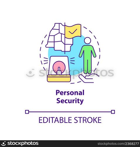 Personal security concept icon. Law system. Element of national safety abstract idea thin line illustration. Isolated outline drawing. Editable stroke. Arial, Myriad Pro-Bold fonts used. Personal security concept icon