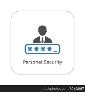 Personal Security Icon. Flat Design.. Personal Security Icon. Flat Design. Security Concept with a man and a Password box. Isolated Illustration. App Symbol or UI element.