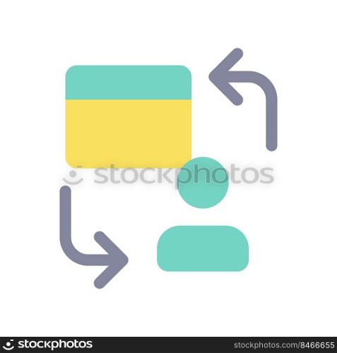 Personal transactions flat color ui icon. Banking and finance. Individual payments. Simple filled element for mobile app. Colorful solid pictogram. Vector isolated RGB illustration. Personal transactions flat color ui icon