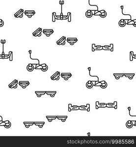 Personal Transport Vector Seamless Pattern Thin Line Illustration. Personal Transport Vector Seamless Pattern