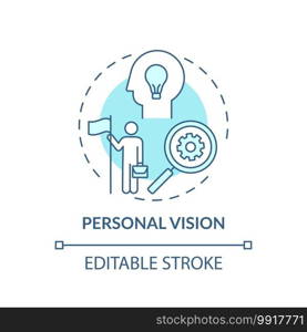 Personal vision concept icon. Fighting procrastination idea thin line illustration. Identifying aspirations. Reaching professional goals. Vector isolated outline RGB color drawing. Editable stroke. Personal vision concept icon