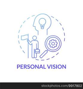Personal vision concept icon. Fighting procrastination method idea thin line illustration. Making challenging decisions. Direction and commitment feeling. Vector isolated outline RGB color drawing. Personal vision concept icon