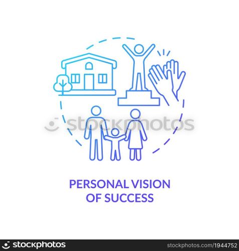 Personal vision of success blue gradient concept icon. Define own success abstract idea thin line illustration. Happiness mindset component. Vector isolated outline color drawing. Personal vision of success blue gradient concept icon