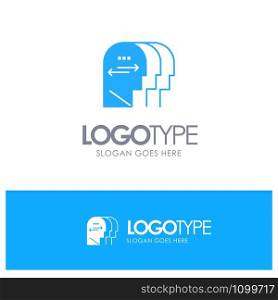 Personality, Character, Mind, Head Blue Solid Logo with place for tagline