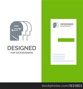 Personality, Character, Mind, Head Grey Logo Design and Business Card Template