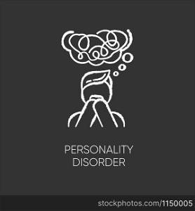 Personality disorder chalk icon. Maladaptive behaviour. Deviation. Mental health issue. Anxiety and distress. Personal disruption. Psychiatry and psychotherapy. Isolated vector chalkboard illustration