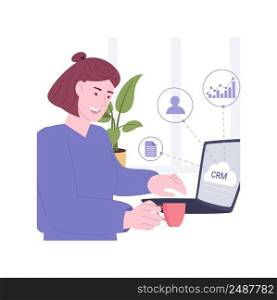 Personalized customer experience isolated cartoon vector illustrations. Smiling woman deals with e-commerce personalization, CRM system, marketing management, IT technology vector cartoon.. Personalized customer experience isolated cartoon vector illustrations.