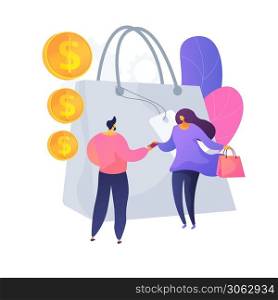 Personalized selling approach. Trendy marketing strategy, seller and buyer interaction, marketplace communication. Salesperson offers goods to customer. Vector isolated concept metaphor illustration. Personal selling vector concept metaphor