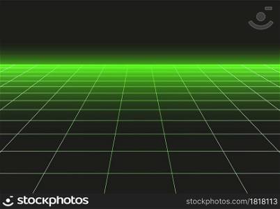 Perspective grid floor. Gridding technology pattern for 3d horizon surface for future wallpaper or 80s disco dance vector background with graphic simple horizontal cell. Perspective grid floor. Gridding technology pattern for 3d horizon surface for future wallpaper or 80s disco dance vector background