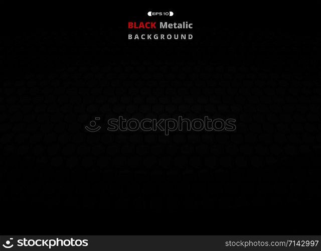 Perspective of black dark metallic texture grid background, vector eps10
