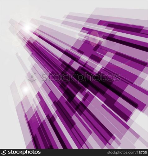 Perspective violet abstract straight lines background, stock vector