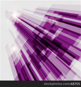 Perspective violet abstract straight lines background, stock vector