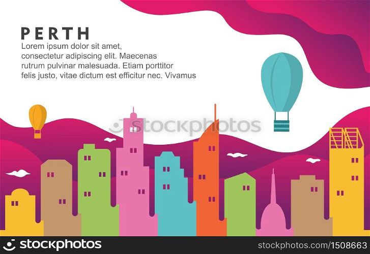 Perth Australia City Building Cityscape Skyline Dynamic Background Illustration