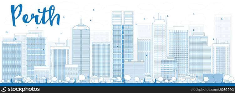 Perth skyline with blue buildings. Vector illustration