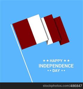 Peru Independence day typographic design with flag vector