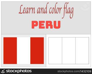 Peru national country flag. original colors and proportion. Simply vector illustration background. Isolated symbols and object for design, education, learning, postage stamps and coloring book, marketing. From world set