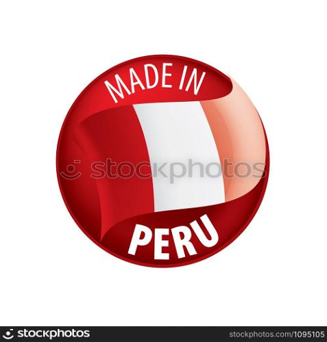Peru national flag, vector illustration on a white background. Peru flag, vector illustration on a white background