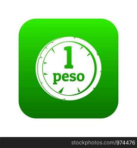 Peso icon digital green for any design isolated on white vector illustration. Peso icon digital green