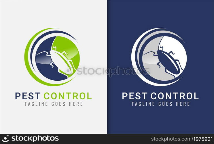 Pest Control Logo Design with Insect Silhouette and Circle Shape ...