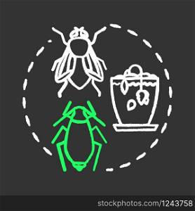 Pest identifier chalk RGB color concept icon. Indoor plants concern. Flowers care. Getting rid of bugs in houseplants idea. Vector isolated chalkboard illustration on black background