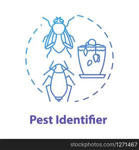 Pest identifier concept icon. Indoor plants concern. Flowers care. Getting rid of bugs in houseplants idea thin line illustration. Vector isolated outline RGB color drawing