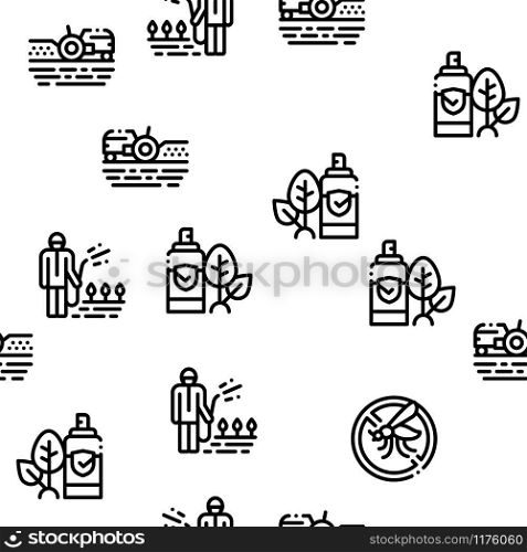 Pesticides Chemical Seamless Pattern Vector Thin Line. Illustrations. Pesticides Chemical Seamless Pattern Vector