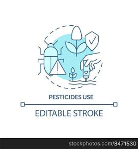 Pesticides use turquoise concept icon. Pests control. Agricultural productivity abstract idea thin line illustration. Isolated outline drawing. Editable stroke. Arial, Myriad Pro-Bold fonts used
. Pesticides use turquoise concept icon
