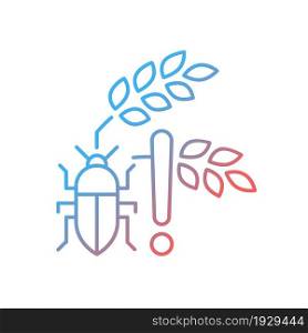 Pests danger gradient linear vector icon. Insects and diseases damage harvest. Hunger and starvation reason. Thin line color symbol. Modern style pictogram. Vector isolated outline drawing. Pests danger gradient linear vector icon