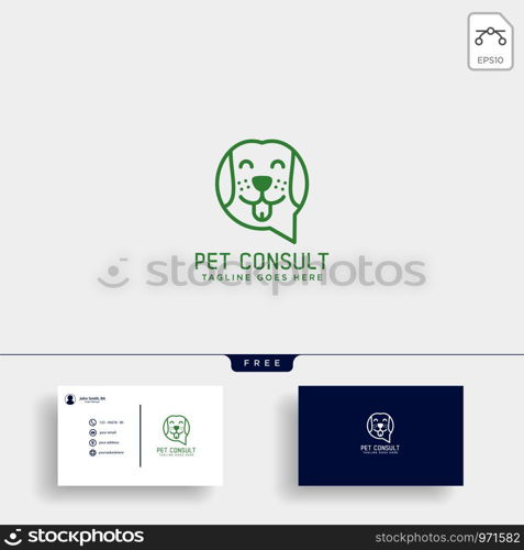 pet animals care consulting, logo template vector illustration with business card. pet animals care consulting, logo template vector illustration