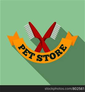 Pet brush logo. Flat illustration of pet brush vector logo for web design. Pet brush logo, flat style