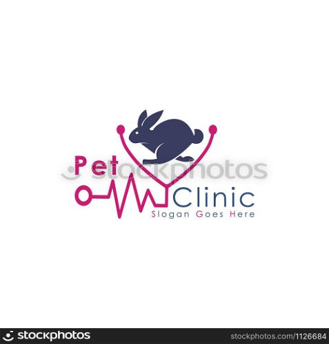 Pet care and veterinary logo. Stethoscope and animal icon vector design. Vet clinic logo template.