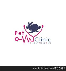 Pet care and veterinary logo. Stethoscope and animal icon vector design. Vet clinic logo template.