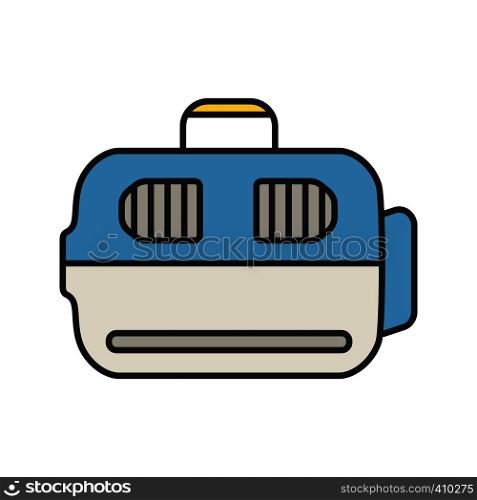 Pet carrier icon. Dog's transporter. Isolated vector illustration. Pet carrier color icon
