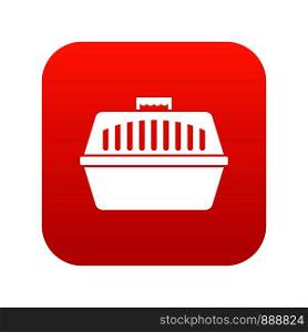 Pet carry case icon digital red for any design isolated on white vector illustration. Pet carry case icon digital red