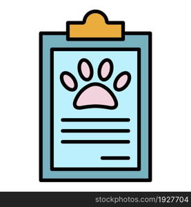 Pet clipboard icon. Outline pet clipboard vector icon color flat isolated. Pet clipboard icon color outline vector