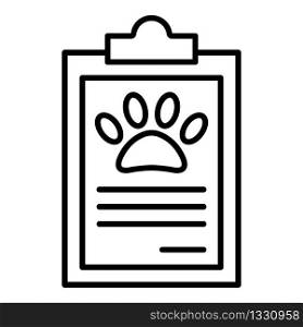 Pet clipboard icon. Outline pet clipboard vector icon for web design isolated on white background. Pet clipboard icon, outline style