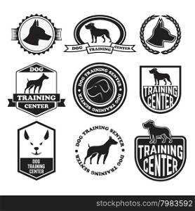Pet club, dog center, veterinary clinic logos, emblems and badges vector set. Label, logo or badge design template.