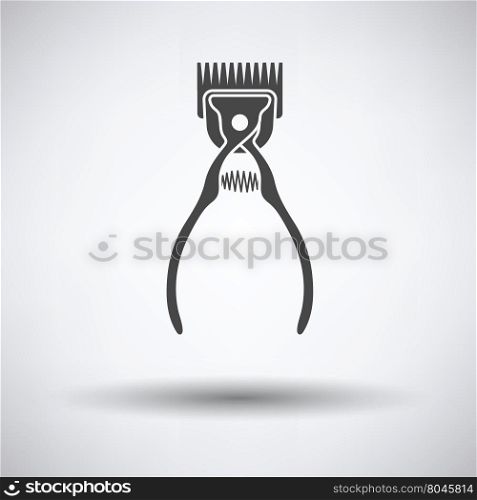 Pet cutting machine icon on gray background with round shadow. Vector illustration.