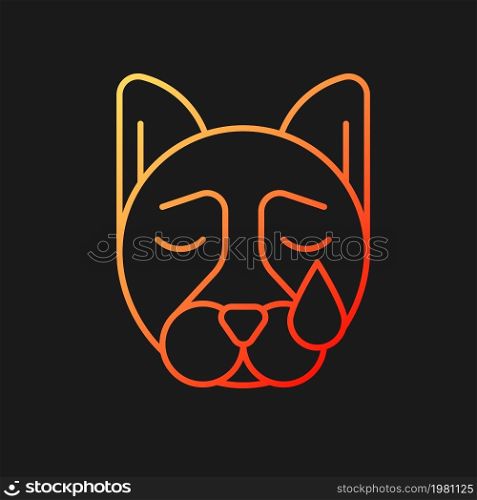 Pet depression gradient vector icon for dark theme. Sad animal. Dog mental health problems. Sadness and low activity. Thin line color symbol. Modern style pictogram. Vector isolated outline drawing. Pet depression gradient vector icon for dark theme