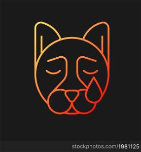 Pet depression gradient vector icon for dark theme. Sad animal. Dog mental health problems. Sadness and low activity. Thin line color symbol. Modern style pictogram. Vector isolated outline drawing. Pet depression gradient vector icon for dark theme