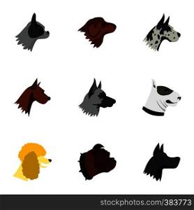 Pet dog icons set. Flat illustration of 9 pet dog vector icons for web. Pet dog icons set, flat style