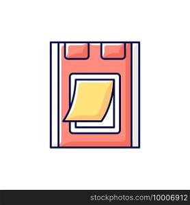 Pet doors RGB color icon. Petflap. Small covered opening for dogs entering and exiting building. Burglar-proofing. Cat door with plastic flap. Freedom for pets. Isolated vector illustration. Pet doors RGB color icon