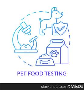Pet food testing blue gradient concept icon. Expertise in food market abstract idea thin line illustration. Pathogen test. Nutritional analysis. Isolated outline drawing. Myriad Pro-Bold font used. Pet food testing blue gradient concept icon