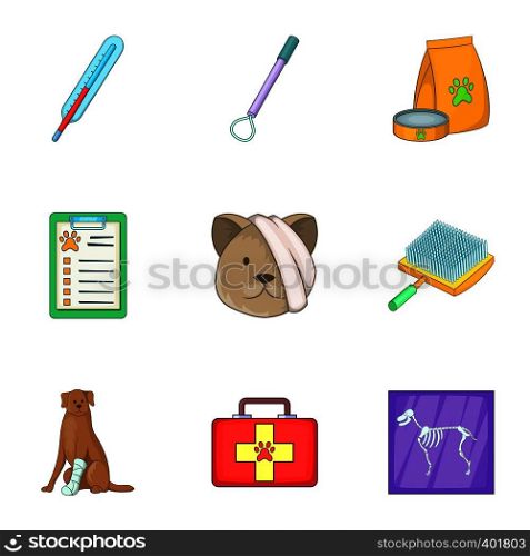 Pet health icons set. Cartoon illustration of 9 pet health vector icons for web. Pet health icons set, cartoon style