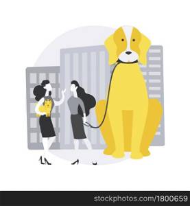 Pet in the big city abstract concept vector illustration. Keeping animal in apartment, pet walking place, dogs convenient city, rules and regulations, cleaning outdoor facility abstract metaphor.. Pet in the big city abstract concept vector illustration.