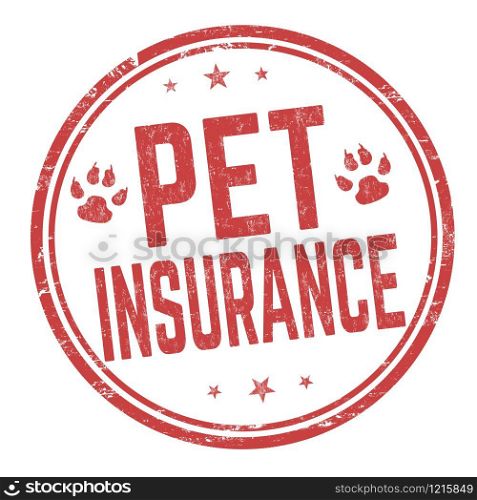 Pet insurance sign or stamp on white background, vector illustration