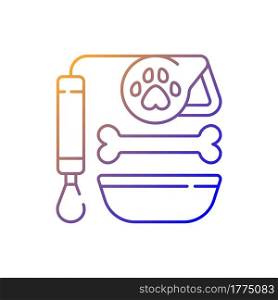 Pet lead and food gradient linear vector icon. Shop with animal products. Supplies for cats and dogs. Thin line color symbols. Modern style pictogram. Vector isolated outline drawing. Pet lead and food gradient linear vector icon