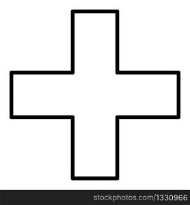 Pet medical cross icon. Outline pet medical cross vector icon for web design isolated on white background. Pet medical cross icon, outline style