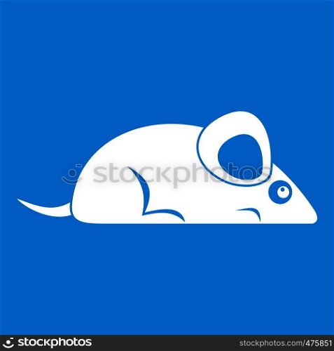 Pet mouse icon white isolated on blue background vector illustration. Pet mouse icon white